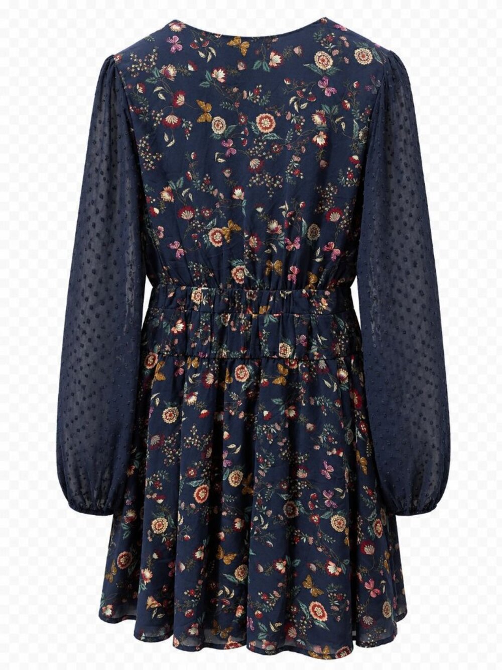Umgee USA Fall Butterfly Floral, Swiss Dot Long Sleeve Tunic, Sz. L, NWOT - Picture 4 of 7